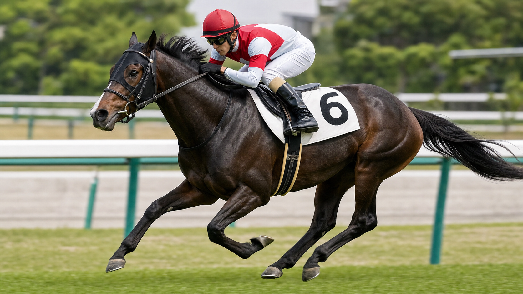 芝コースを走る競走馬